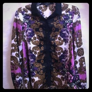 Forever 21 - Floral Long Sleeve Button Up Blouse S